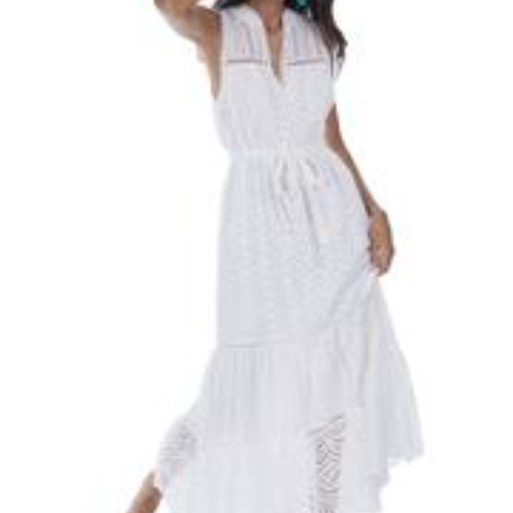 Allison New York Mixed Eyelet White Maxi Dress NWT - Picture 2 of 3